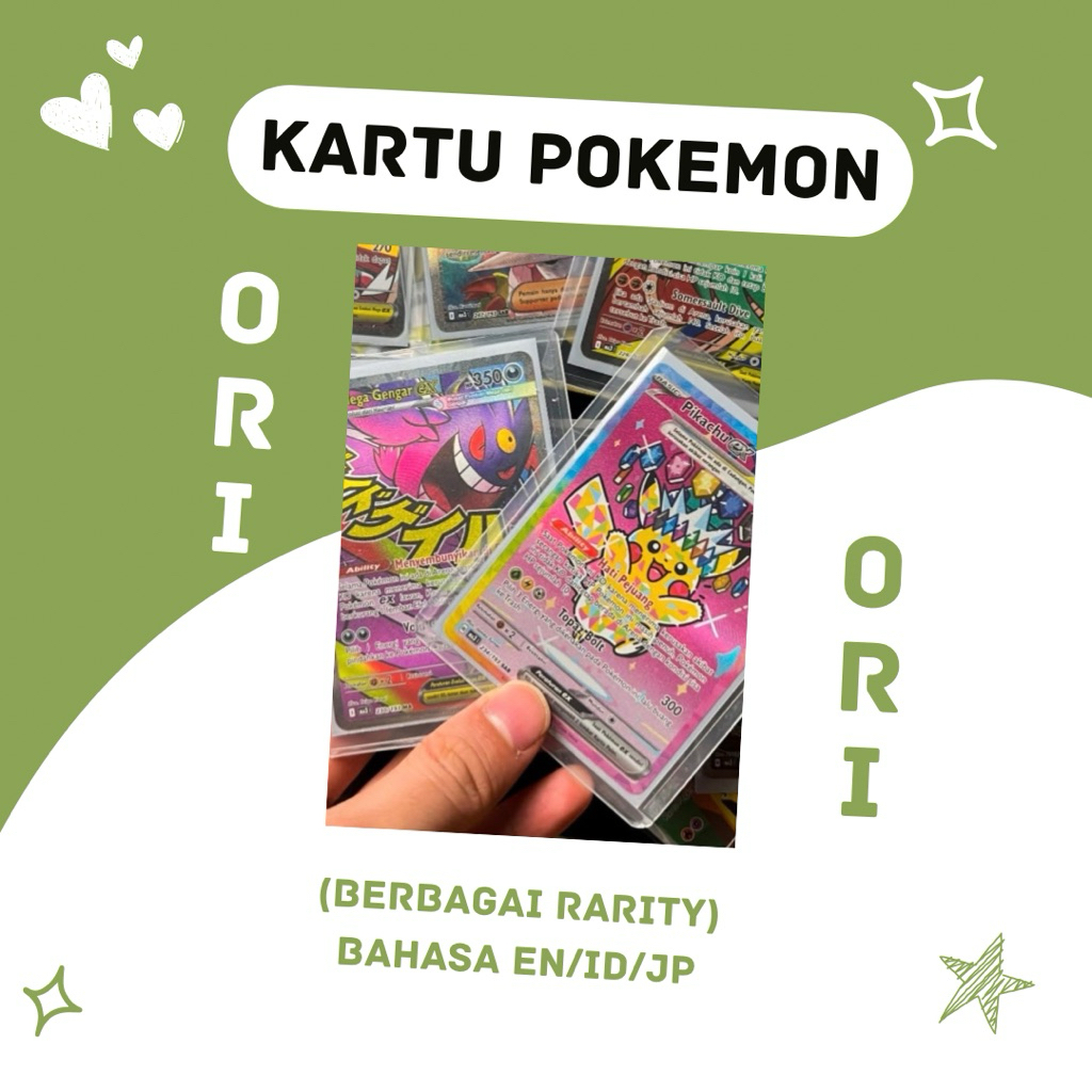 Kartu Pokemon Asli Original (AR CHR CSR EX GX HR PIKACHU PROMO SAR SHINY SR SSR UR V VINTAGE VMAX VS
