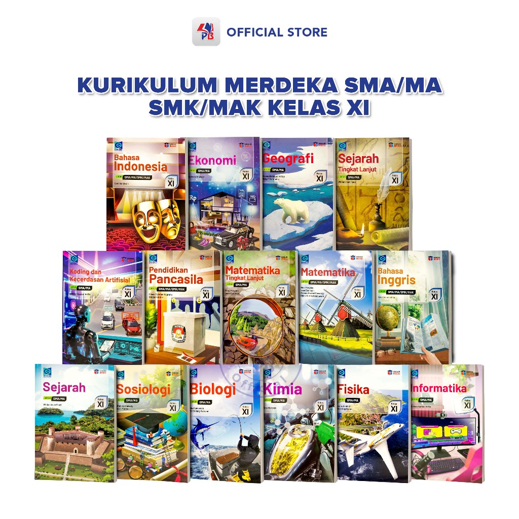 Buku Kurikulum Merdeka SMA MA SMK MAK Kelas XI – 11 / Bahasa Indonesia / Bahasa Inggris / Matematika
