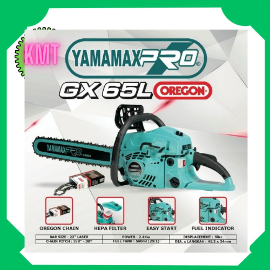 Mesin chainsaw potong kayu lase GX65 yamamax pro