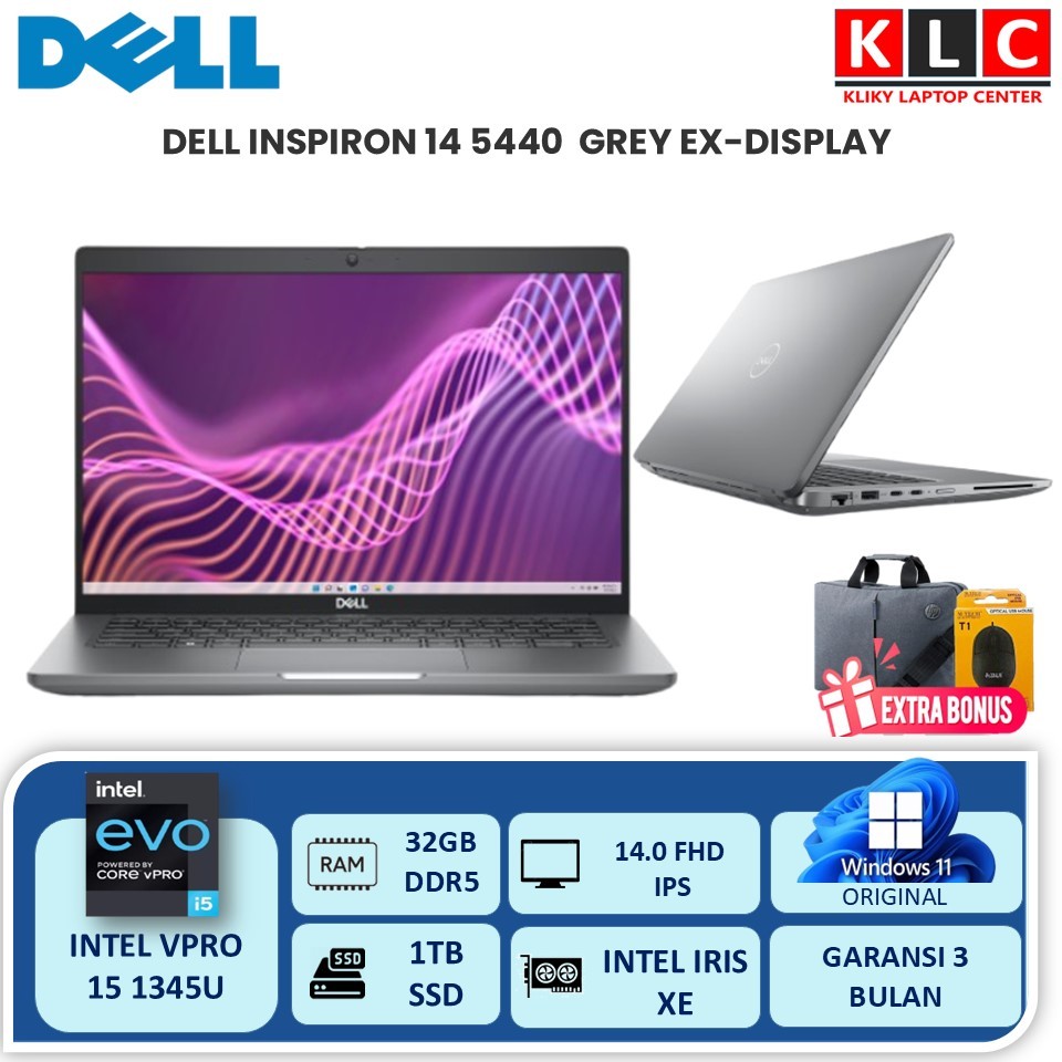 Laptop Kerja Dell Latitude 14 5440 Intel VPRO i5 1345U 32GB 1TB 14.0 FHD EX-DISPLAY
