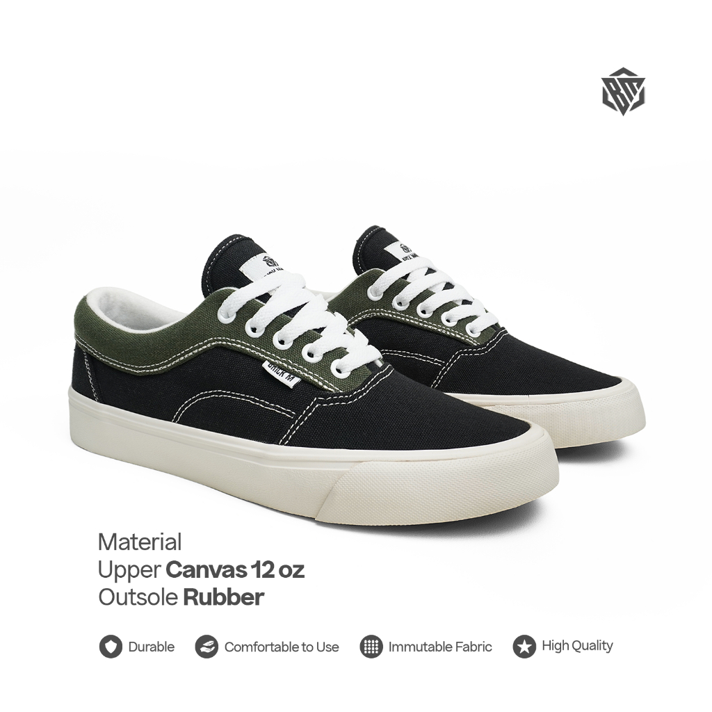 Brick Mansions - Skaters Black Green Sepatu Sneakers Casual Pria Wanita