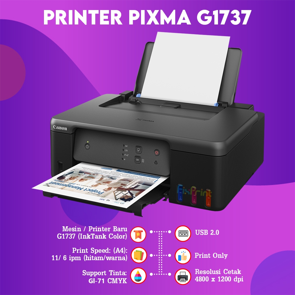 FixPrint Printer Canon G1730 G1737 G1010 Single Function PIXMA Garansi Resmi | Deskjet Canon E470 E4