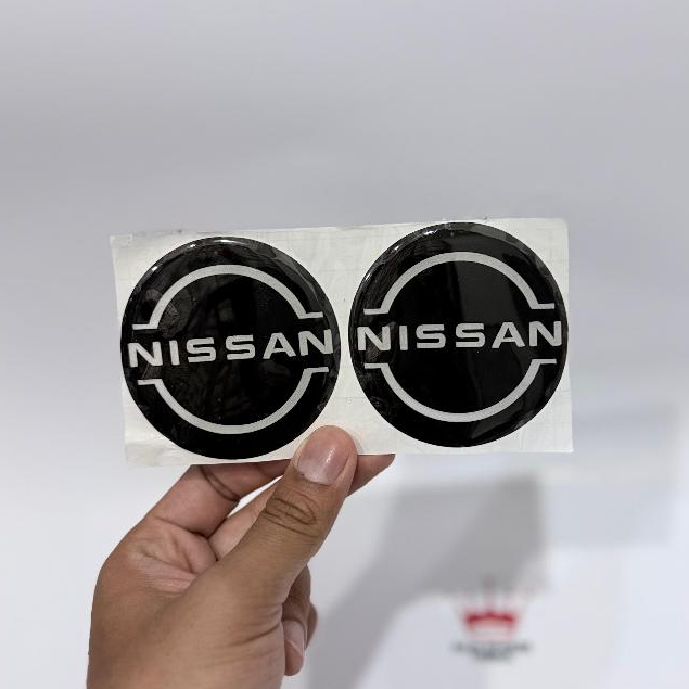 Emblem Stiker Dop Velg NISSAN hitam putih / Stiker Timbul Logo NISSAN Dop Velg Mobil Kuat Anti Luntu