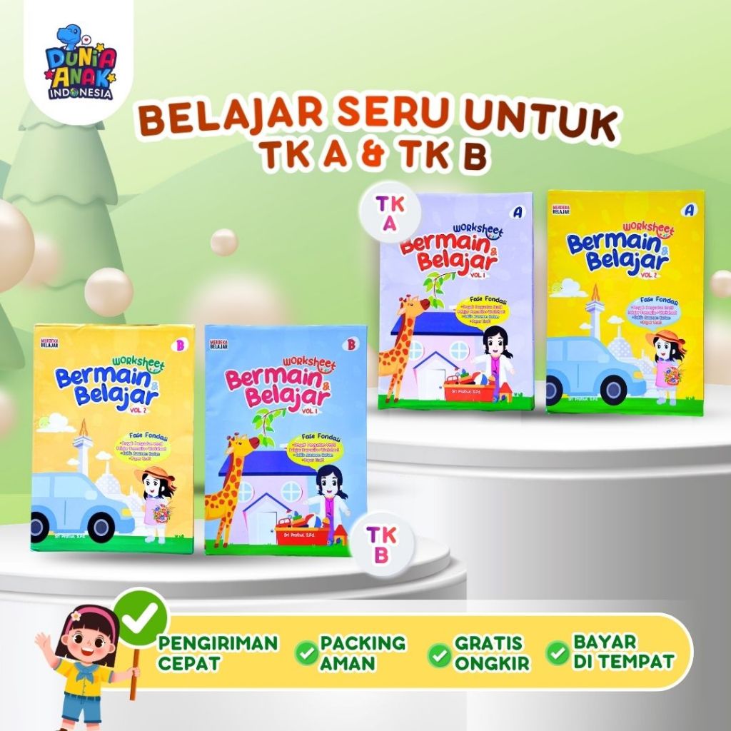 Worksheet Anak TK A & TK B – Bermain & Belajar 68 Halaman + 6 Papercraft | NON PAKET