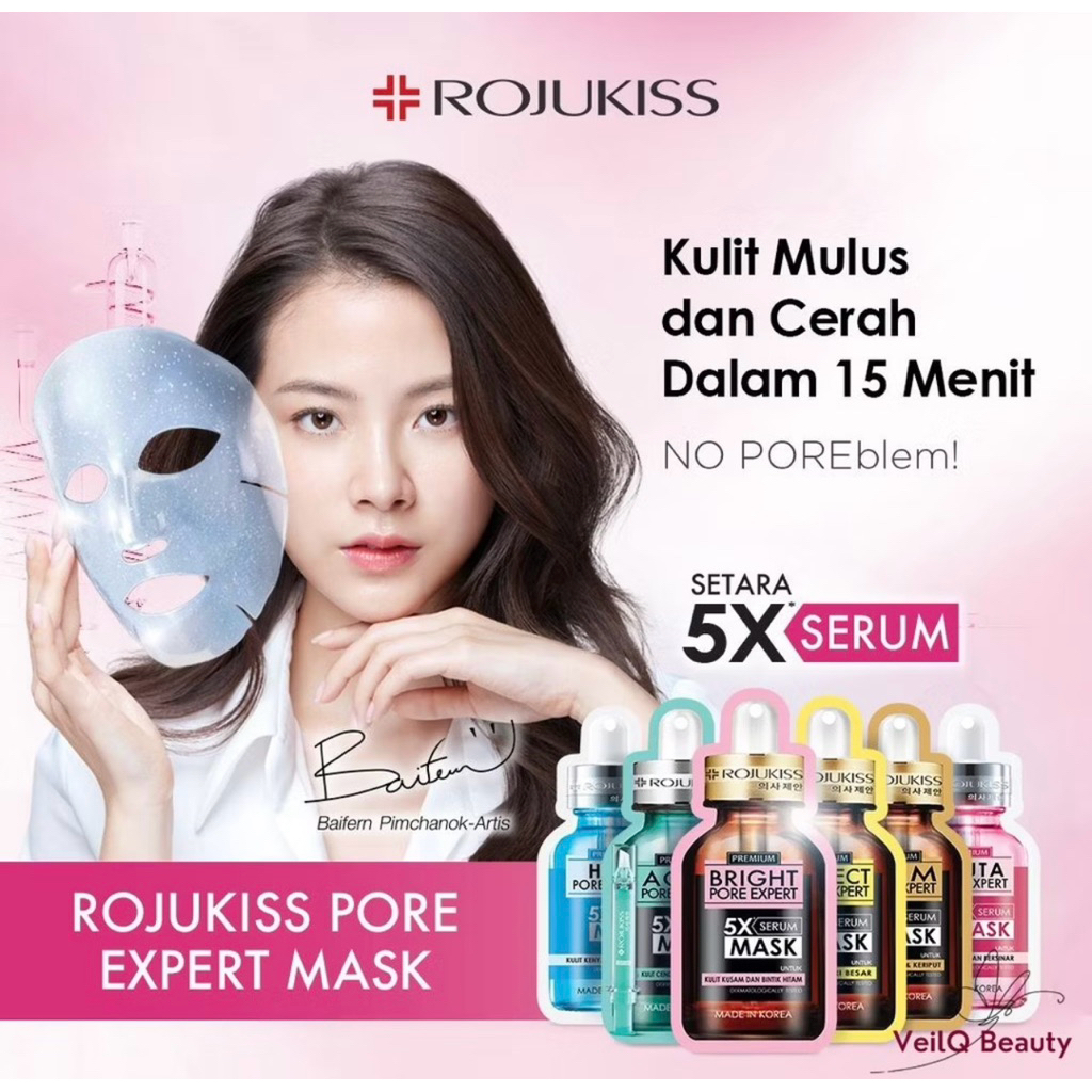 Rojukiss Sheet mask Serum Original Essence 5x bright pore expert mask