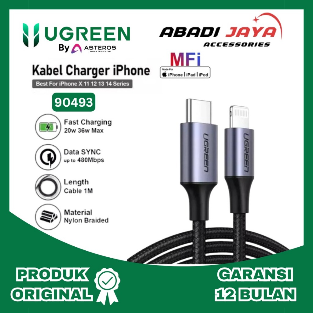UGREEN USB-C to Lightning PD Fast Charger Cable MFI For iPhone 90493