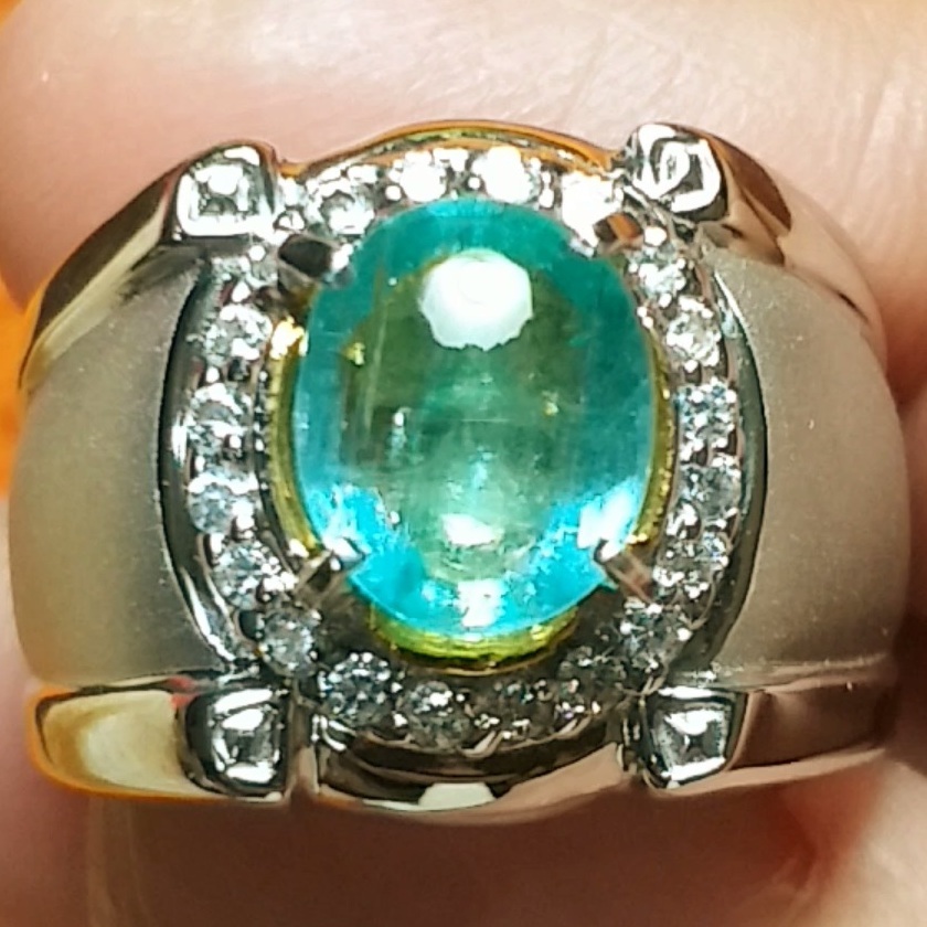 Cincin Zamrud / Emerald Beryl Memo Chamber Natural & Murah (Perak)