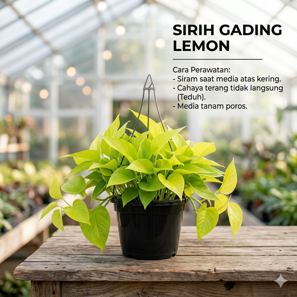 Sirih Gading Lemon Tanaman Hias Gantung Rimbun Warna Cerah - Mudah Dirawat Indoor Outdoor