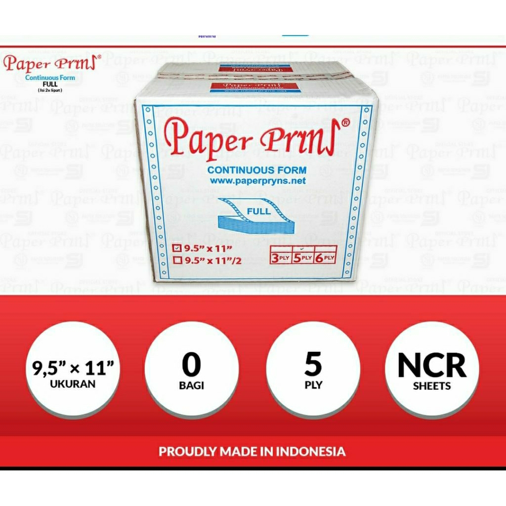 PAPERPRINS KERTAS COUNTINOUS FORM FULL NCR 5 PLY 9.5"X11"