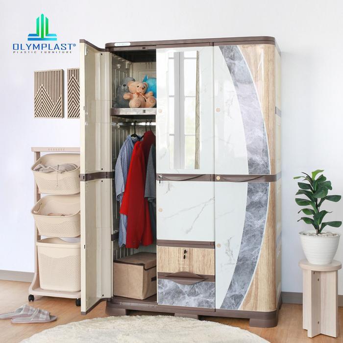 Lemari Pakaian Plastik 3 Pintu OLYMPLAST SCOC MARBLE BANDUNG