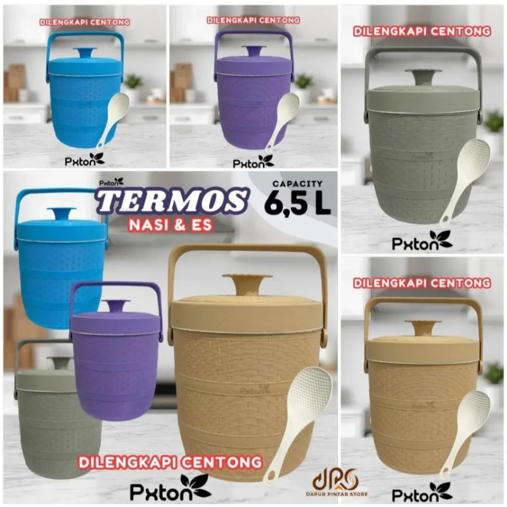Termo Nasi 6,5 Liter Air USA Termos Nasi Polos + Centong Termos Es Mini Termos Nasi Terlaris