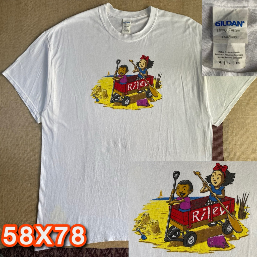 Kaos Gildan Heavy Cotton Putih Graphic Riley Vintage Look - Second Original