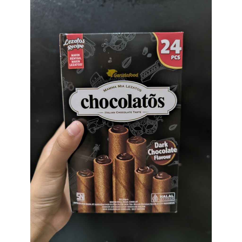Chocolatos Wafer Roll 24 pcs Garudafood Vanilla Coklat Keju