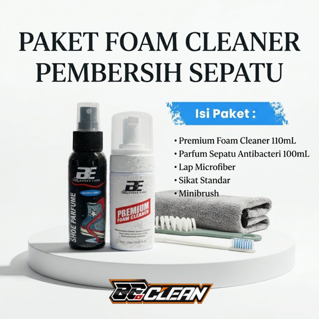 Terlaris No. 1 | PAKET PEMBERSIH SEPATU FOAM CLEANER BUBBLEGUM BY BE SHOES CARE | Instan Foam Cleane