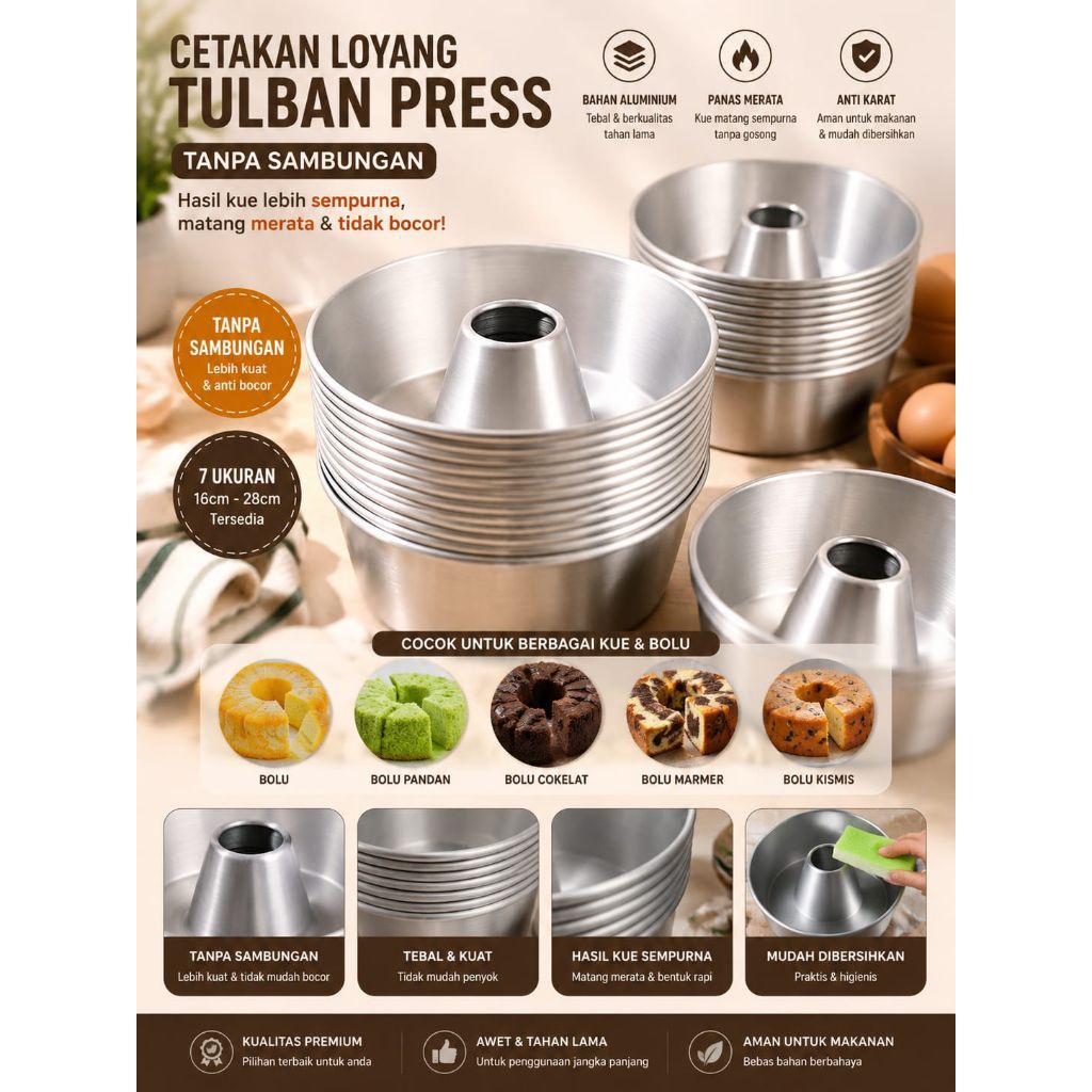 loyang bima bolu baking pan / tulban diameter 16cm 18cm 20cm 22cm 24cm