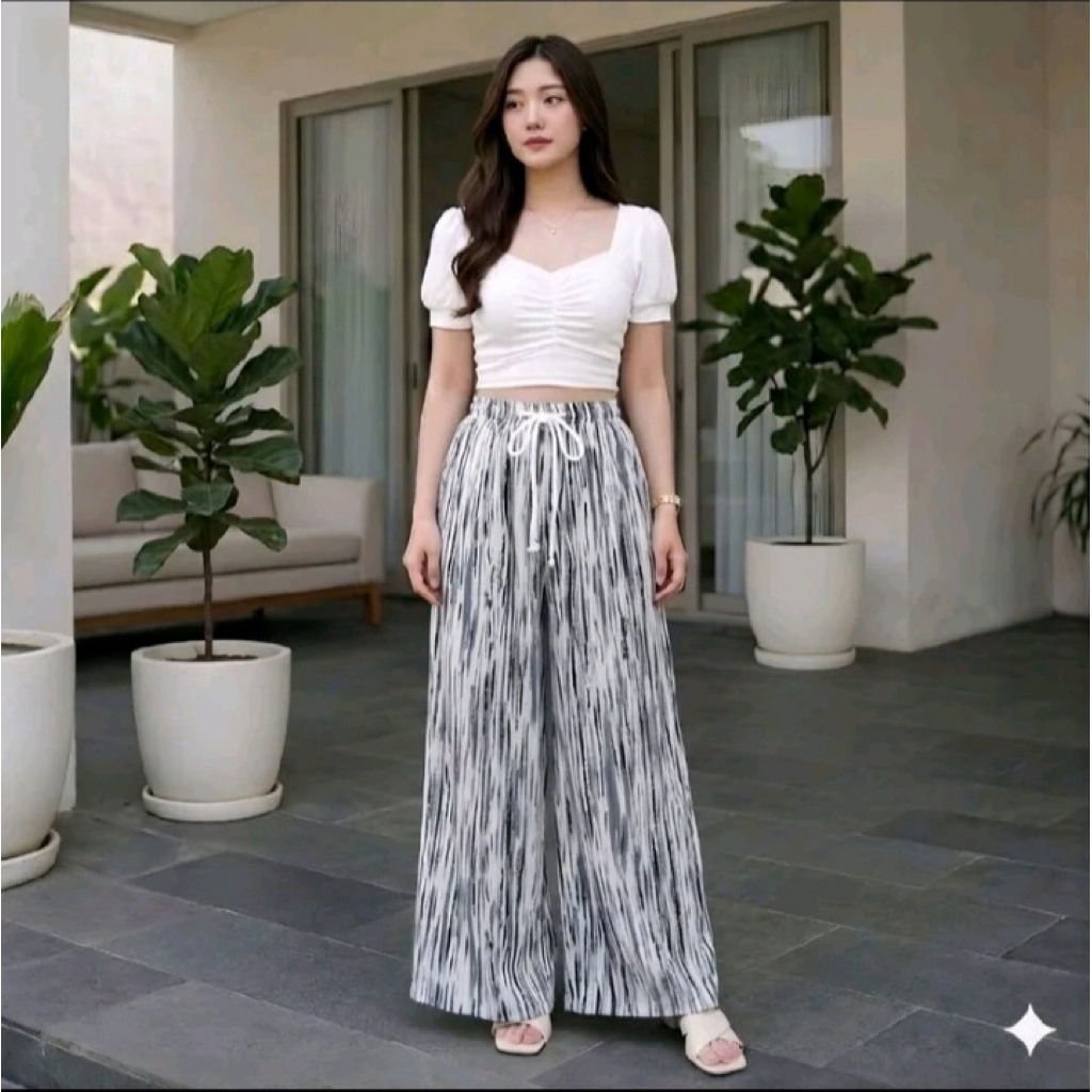 celana kulot homy stripe polimikro jumbo