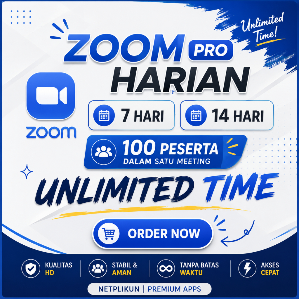 Zoom Pro Harian Mingguan 100 Peserta Fitur Lengkap