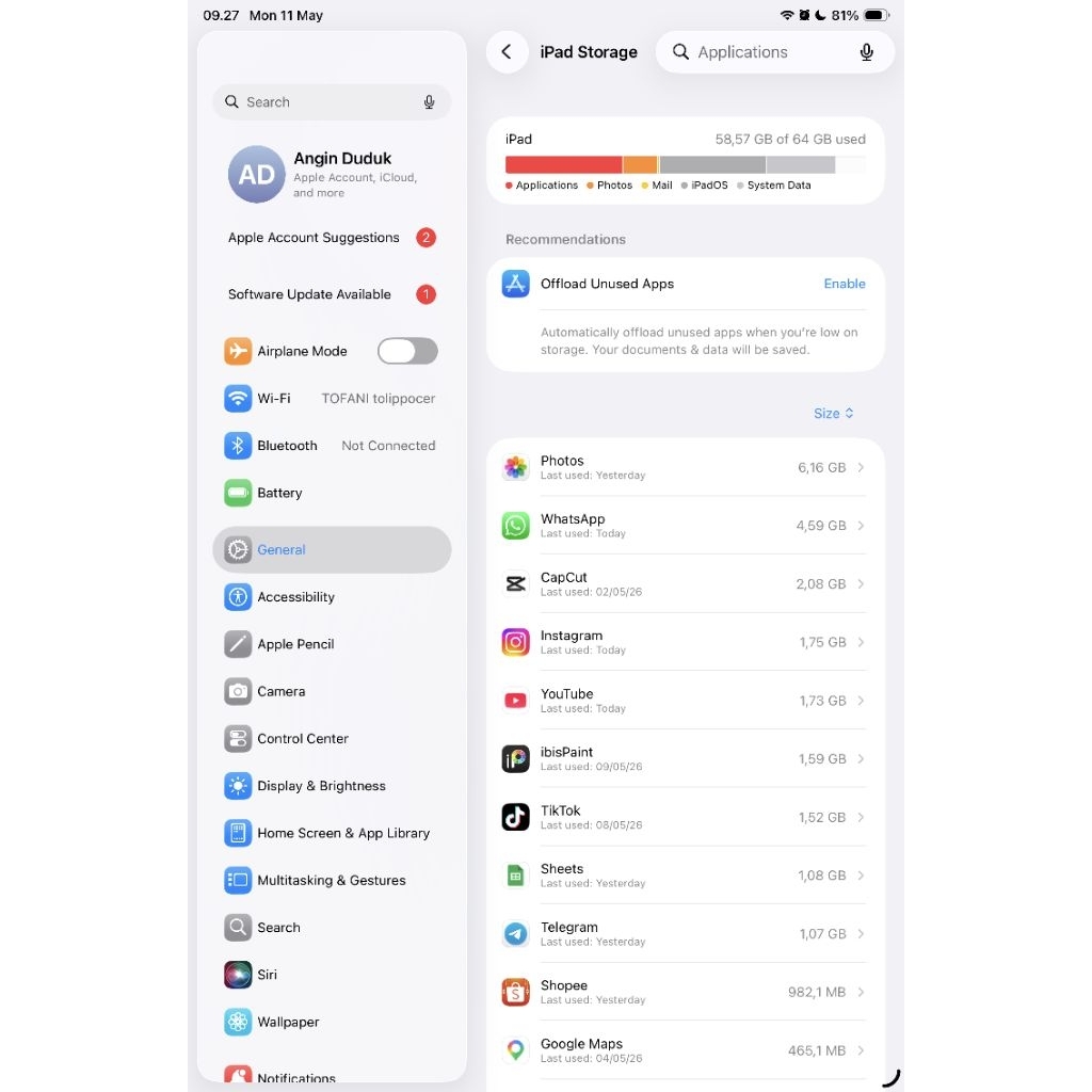 SECOND ipad mini 6 64gb wifi only terawat