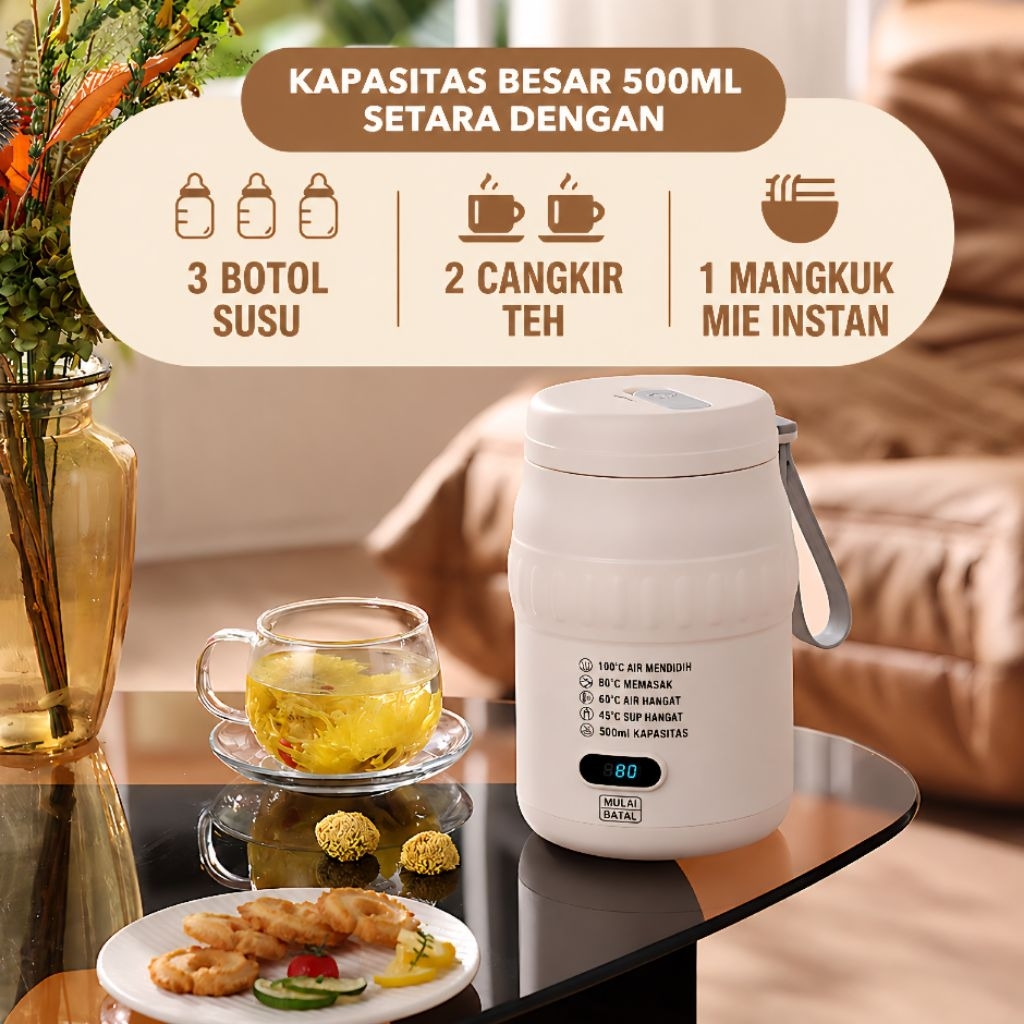 Alat Masak Listrik Portable Kettle Listrik Portable Termos Kettle USB untuk Memasak sup, bubur, sedu