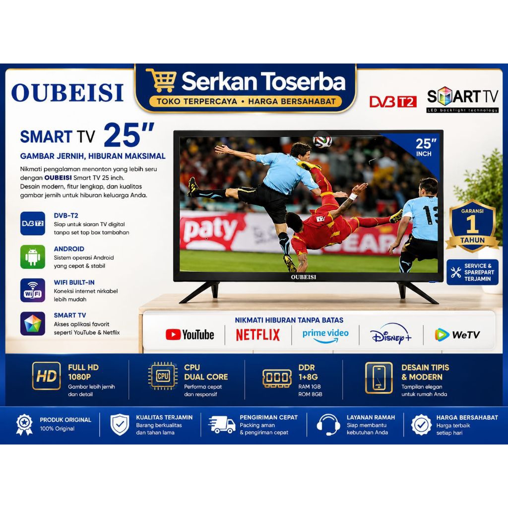 Smart Tv 25inch Android 11.0 FHD