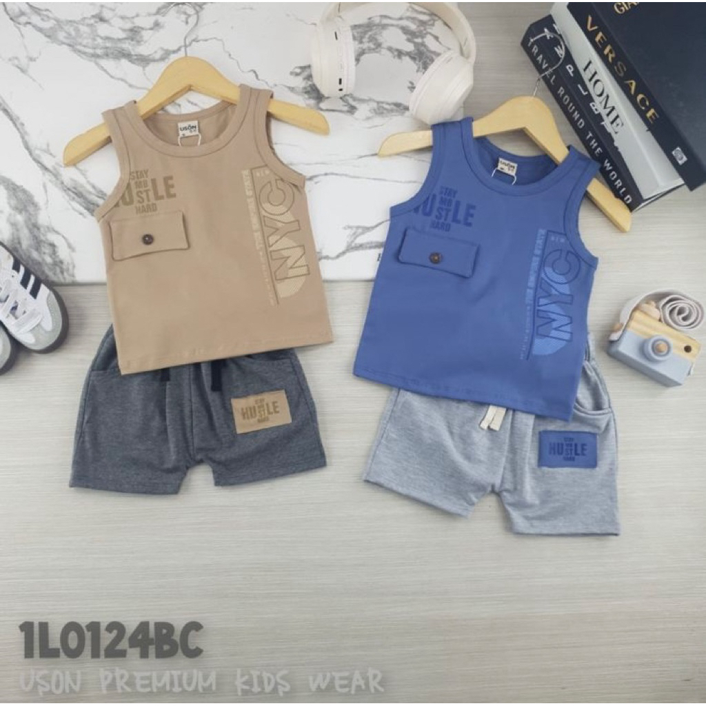 setelan anak cowok USON Lekbong 0124 kaos size S-130