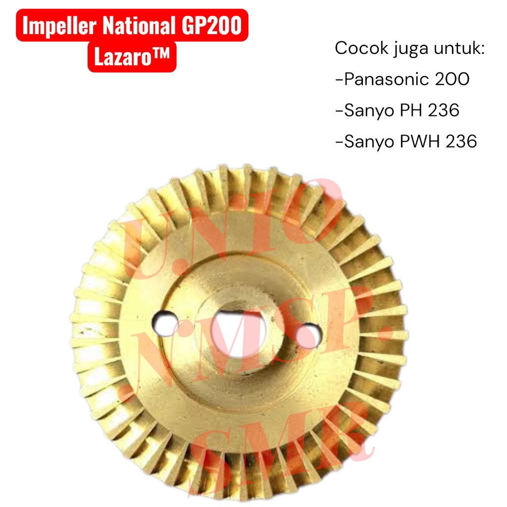 Impeller Lazaro Kuningan Kipas cocok untuk Pompa Air National GP200 Panasonic 200 Sanyo PH 236 PWH 2