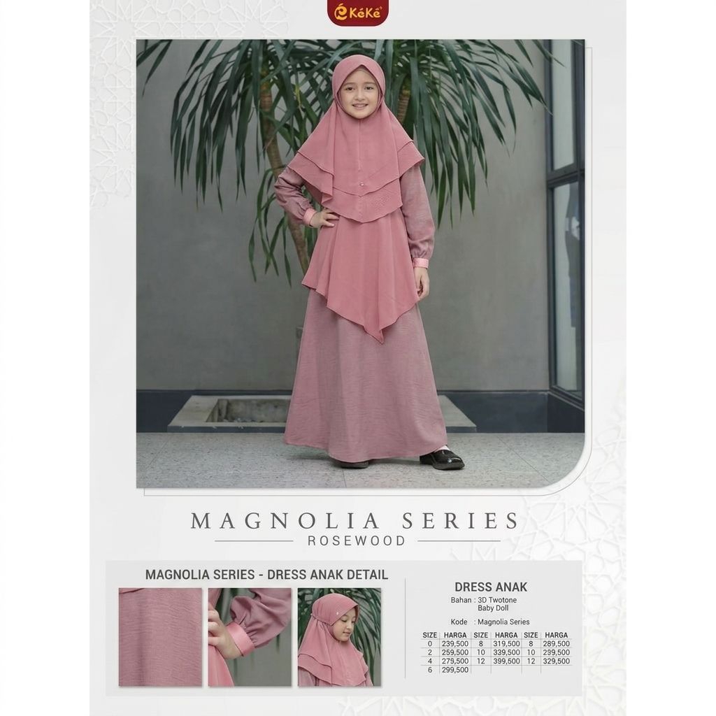 Gamis Anak Magnolia Rose Wood/keke/riaricis