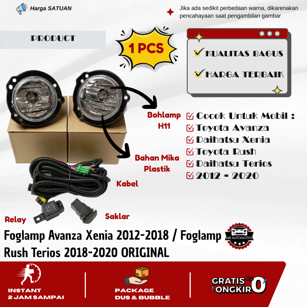Foglamp Avanza Xenia 2012-2018 / Foglamp Rush Terios 2018-2020 ORIGINAL
