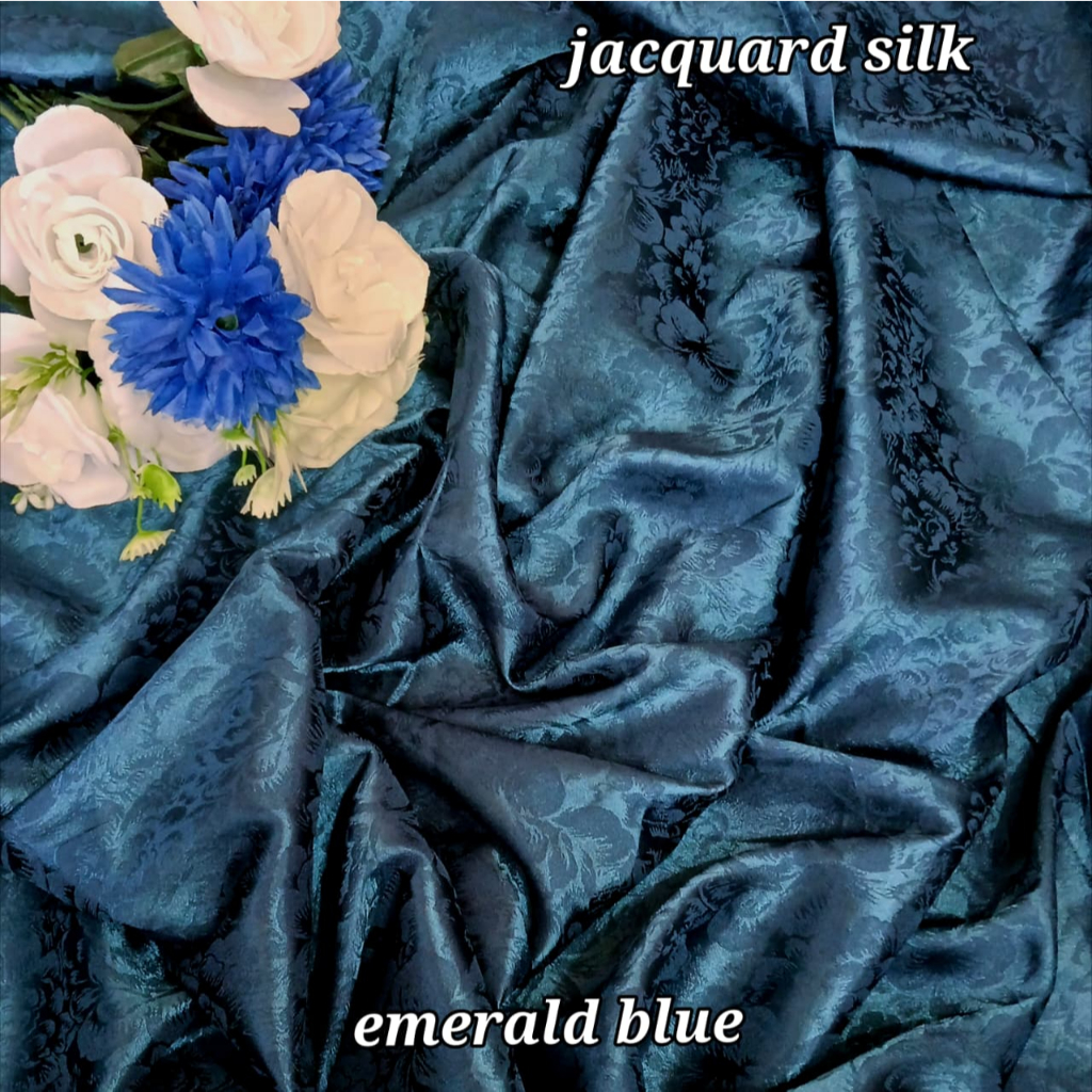 KAIN SATIN SILK ARMANI JACQUARD BAHAN SEMI SUTRA ISI 0,5 METER