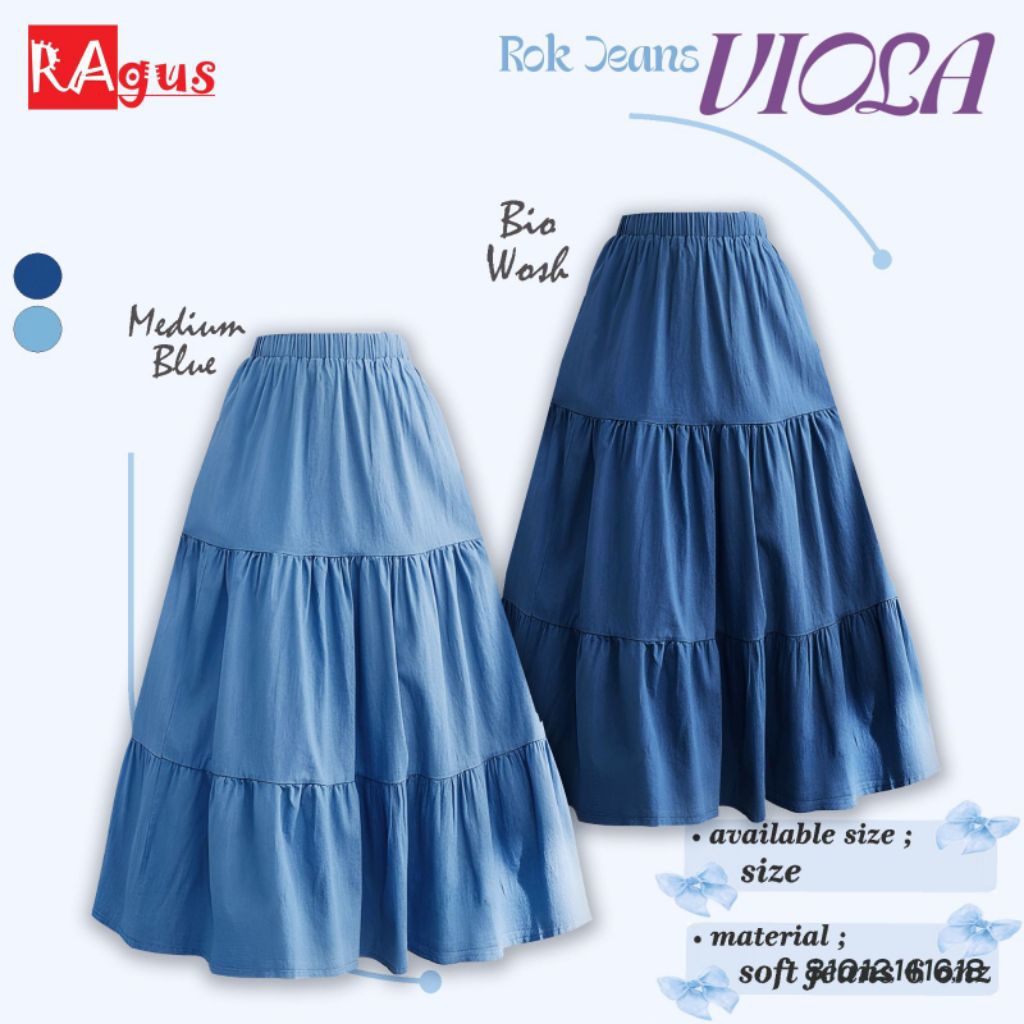 ROK JEANS ANAK | ROK JEANS PANJANG ANAK | ROK JEANS UMPAK VIOLA By RAgus