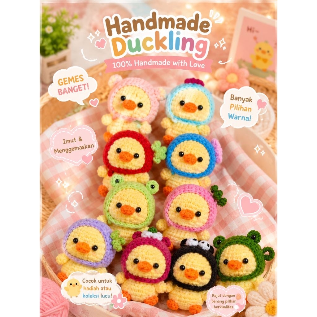 gantungan kunci rajut bebek | amigurumi bebek | bebek rajut