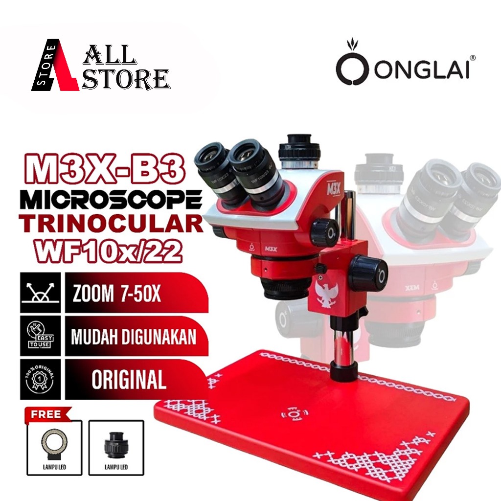 ONGLAI FIXTOOL M3X-B3 TRINOCULAR MICROSCOPE 7-50X INDONESIA EDITION - MICROSCOPE ONGLAI FIXTOOL M3X-