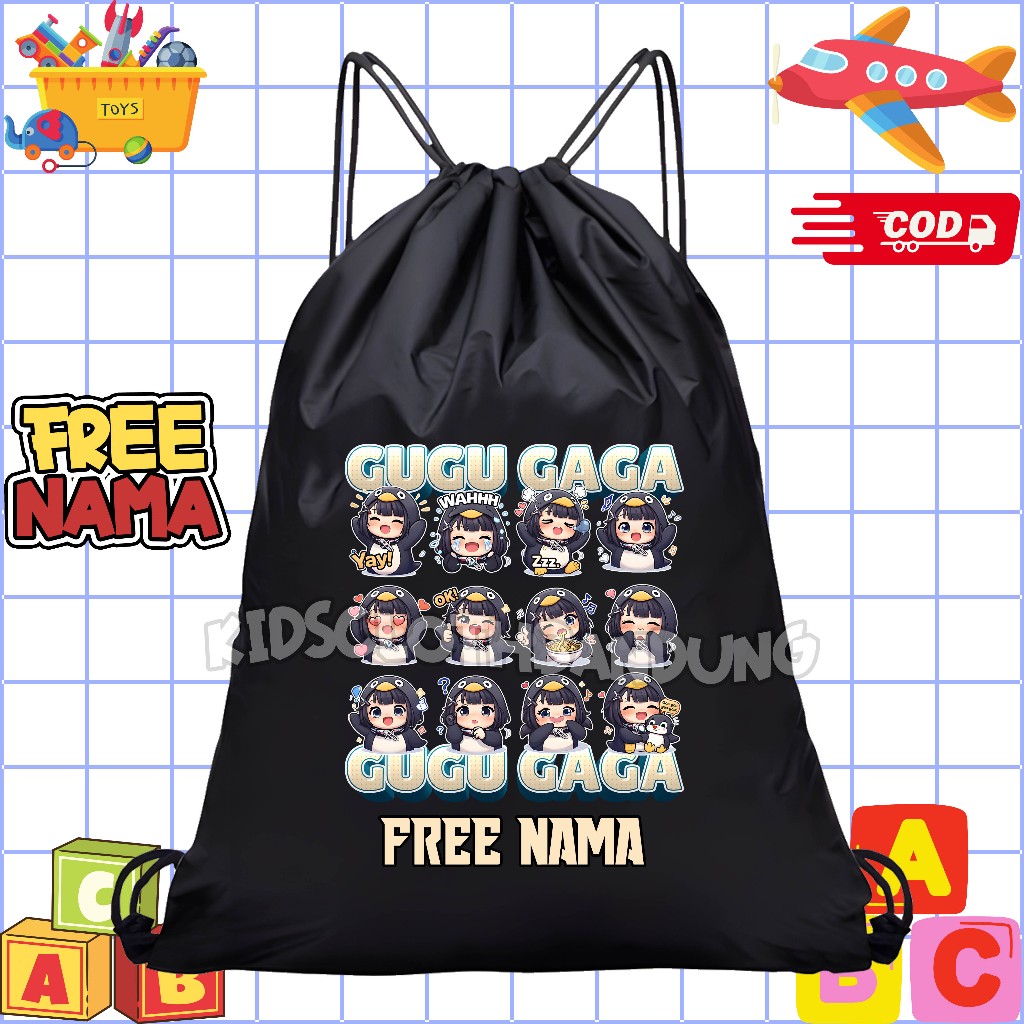 BISA COD FREE NAMA Tas Serut String Bag Anak GUGU GAGA Penguin Lucu ARKNIGHTS / Tas Sekolah Tas Ngaj