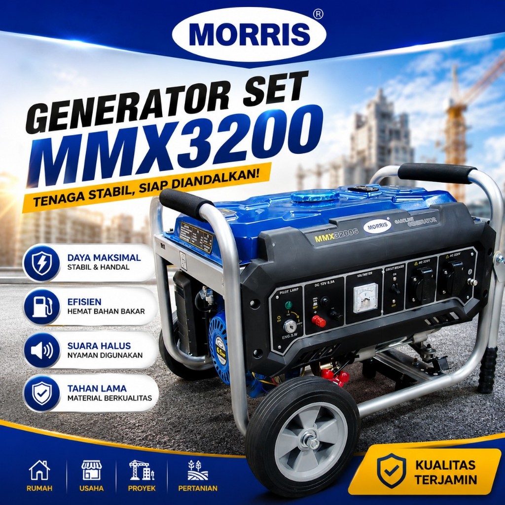 Genset MORRIS MMX 3200S Generator Set 2.2 KVA Gasoline Generator Starter