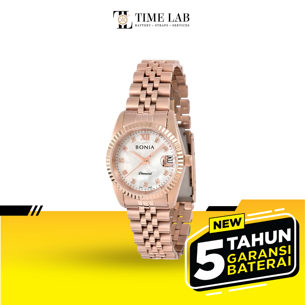 JAM TANGAN WANITA BONIA DIAMOND B10552-3553 ROSEGOLD STAINLESS STEEL ORIGINAL TIMELAB