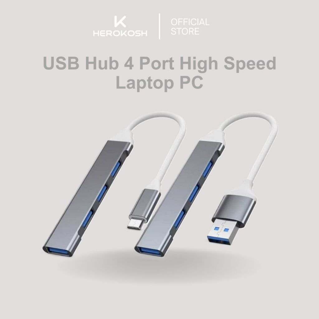 USB Hub 4 Port High Speed 4 in 1 Untuk Laptop Pc Komputer 4 Cabang Usb Type A Type C Herokosh