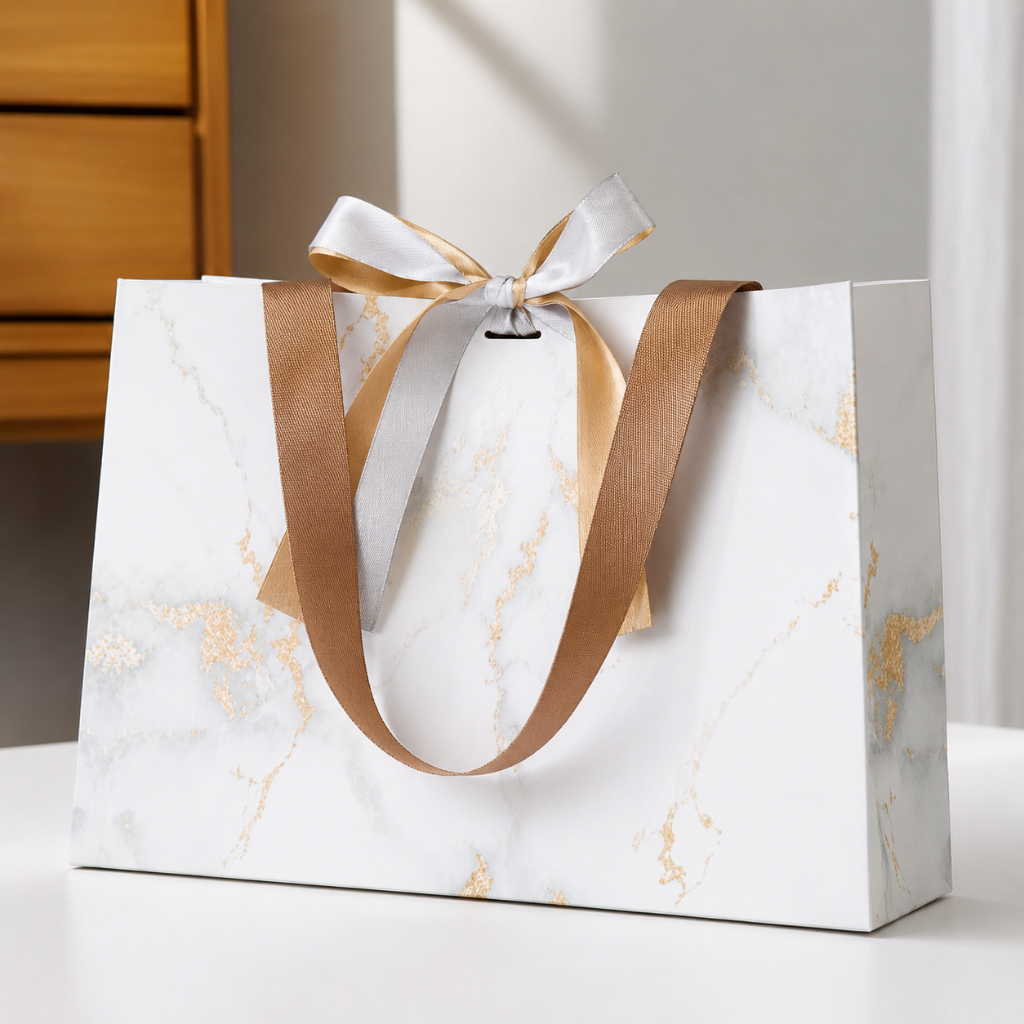 Paper Bag Premium Marble Putih Gold Tebal Anti Sobek Bagus Bag Jakarta Tas Kertas Hampers Kado Souve