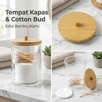 Tempat Kapas Cotton Bud Plastik Make Up Organizer - Transparent