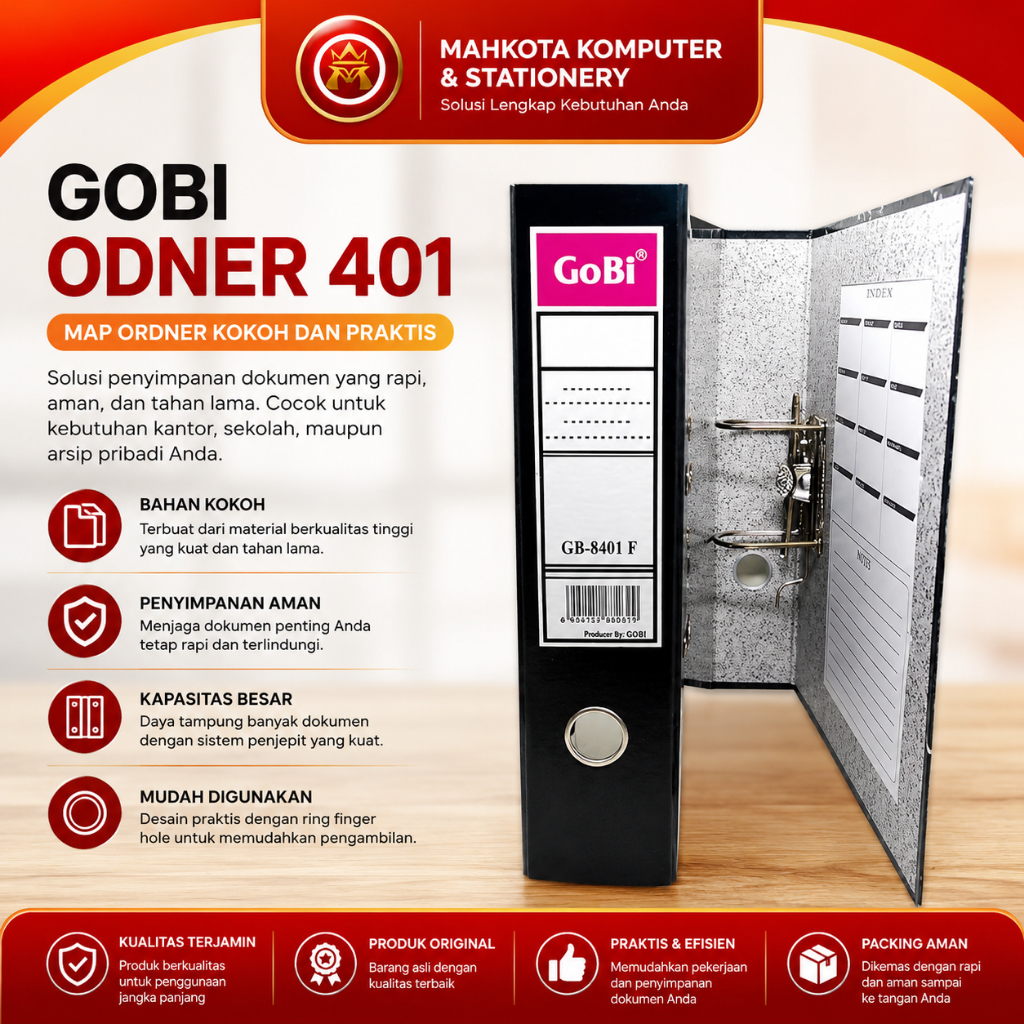 GOBI Map Ordner 401 / Odner 8401 F4 Besar Binder Arsip Dokumen Kantor Sekolah Original