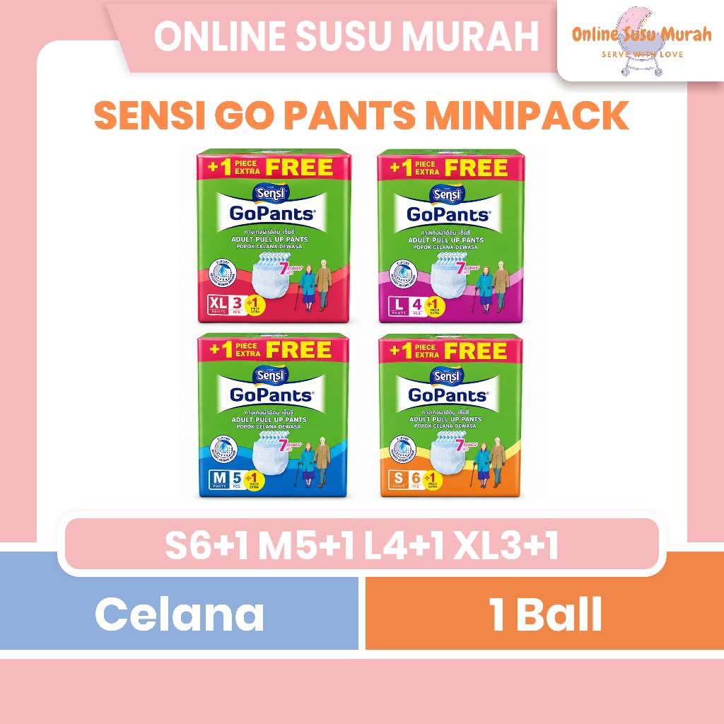 SENSI GO PANTS MINIPACK S6+1 M5+1 L4+1 XL3+1 GOPANTS S 1 M 1 L 1 XL 3 PPKS