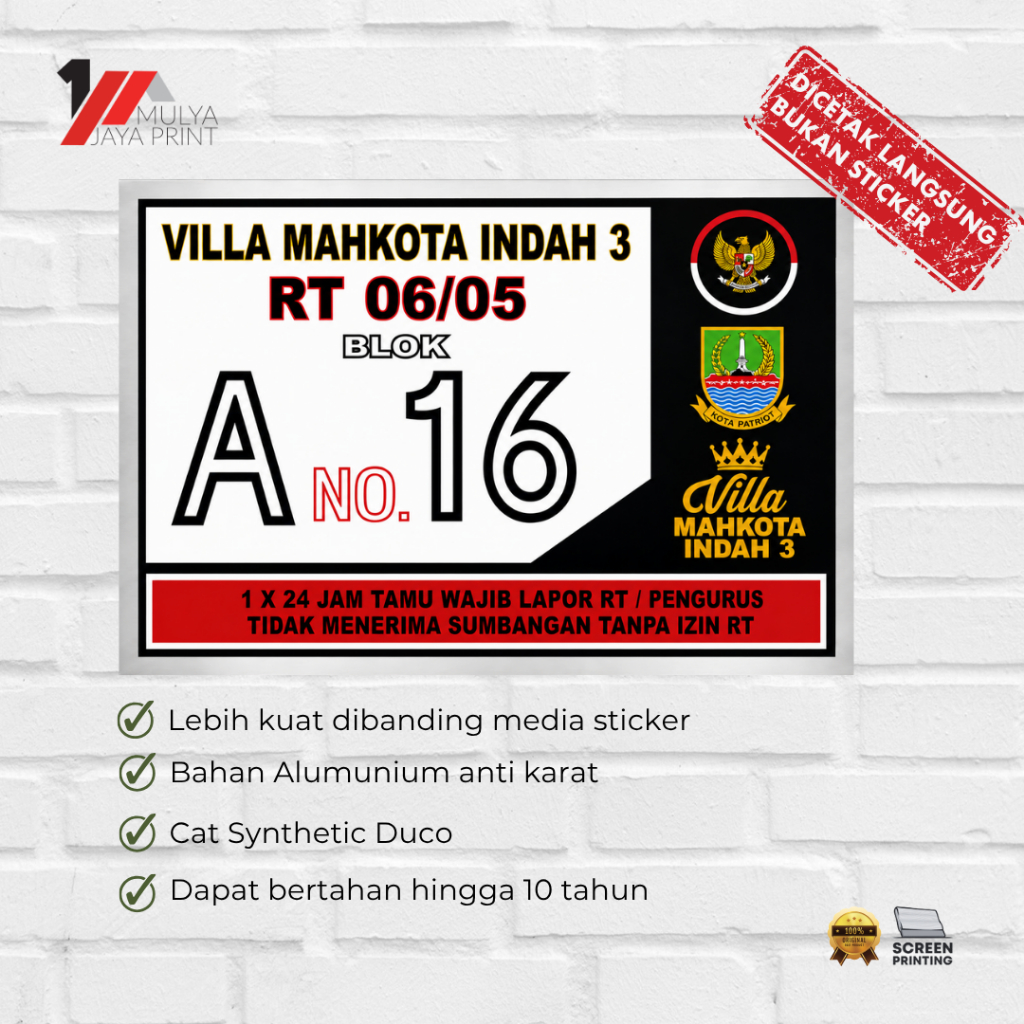 Nomor Rumah | Plat Nomor Rumah Almunium Custom | Nomor Rumah Aesthetic | Nomor Rumah Mewar | Papan A