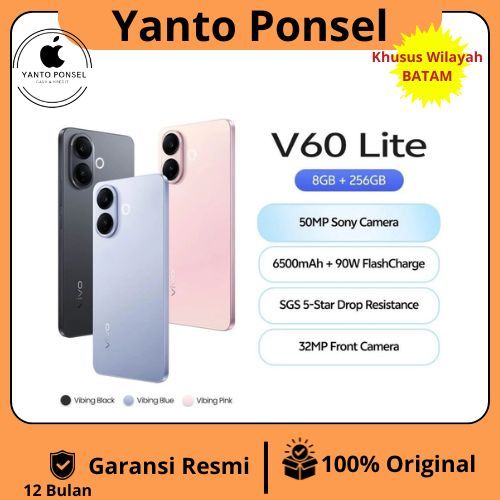 VIVO V60 Lite 4G (8/256GB) 50MP Sony Camera baterai 6500 mAh  90W FlashCharge Prosesor Snapdragon 68