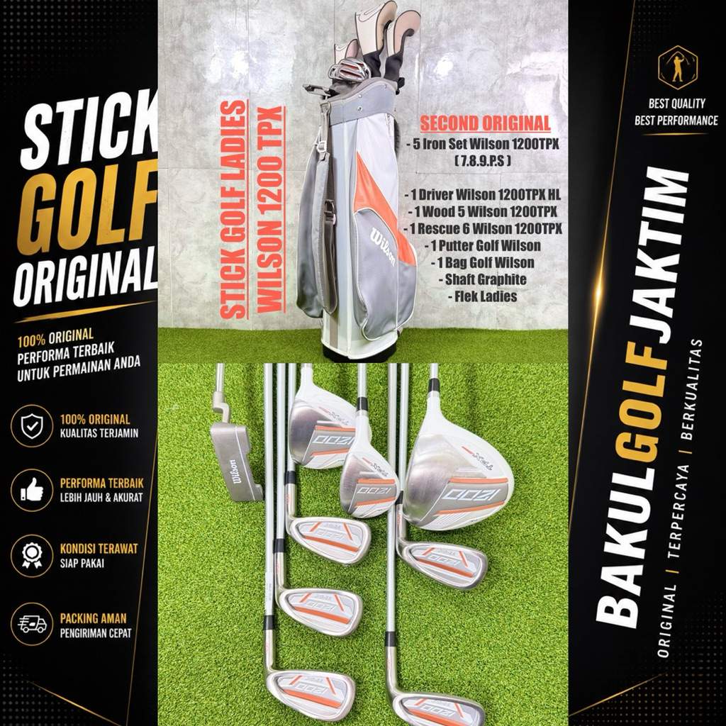 Paket Stick Golf Ladies Wilson 1200TPX Bekas Original Fullset Bag Golf - Stick Golf Used