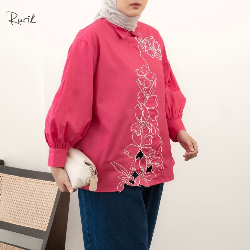 Preloved Rurik blouse bordir fushia XXl