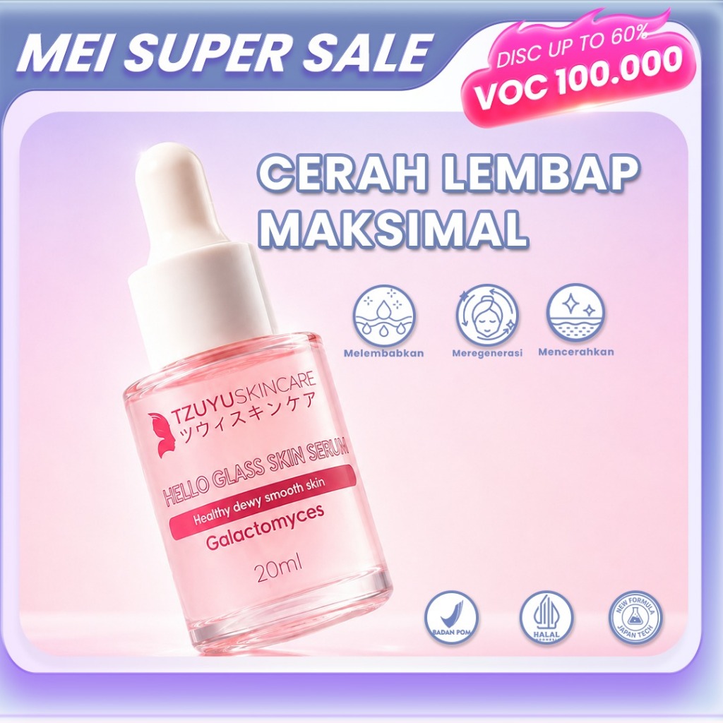 TZUYU SKINCARE Hello Glass Skin Serum 20ml | Alpha Arbutin & Galactomyces | Serum Glass Skin Mencera