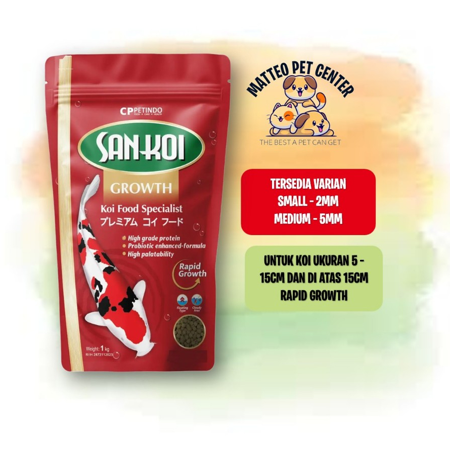 Pakan Ikan San Koi Growth 1kg freshpack makanan ikan koi nutrisi warna cerah Sankoi