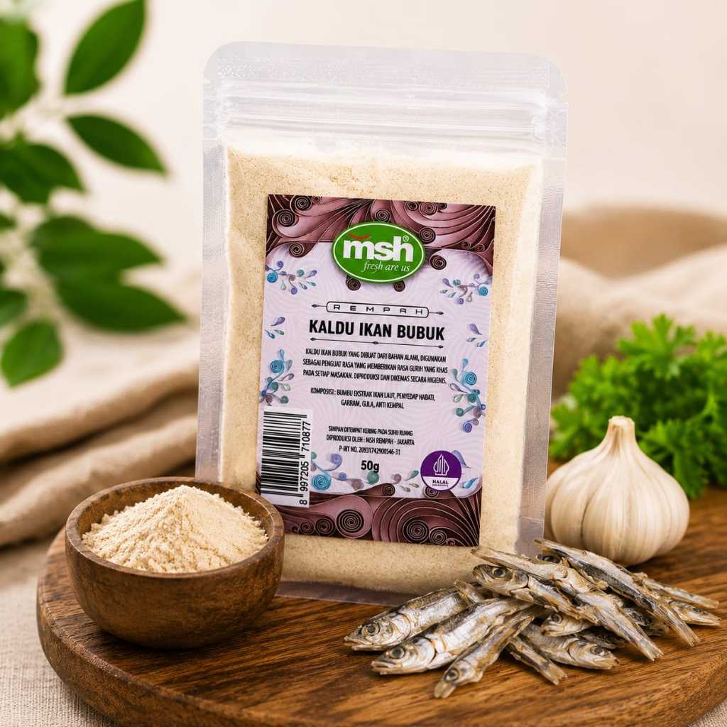 MSH Kaldu Ikan Bubuk NON MSG 50gr , Kaldu Ikan Bubuk Premium , Kaldu Ikan Bubuk Sehat