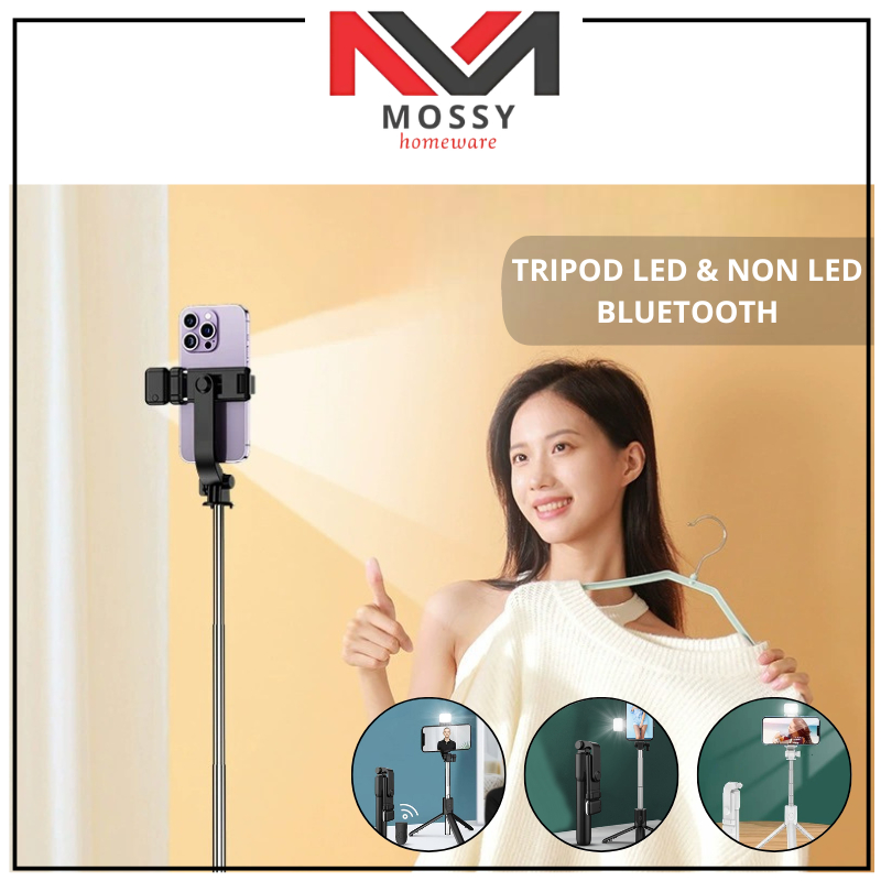 MOSSY Tripod Led & Non Led Selfie Stick Tongsis Bluetooth Tongkat Selfie Bluetooth Plus Remot Selfie