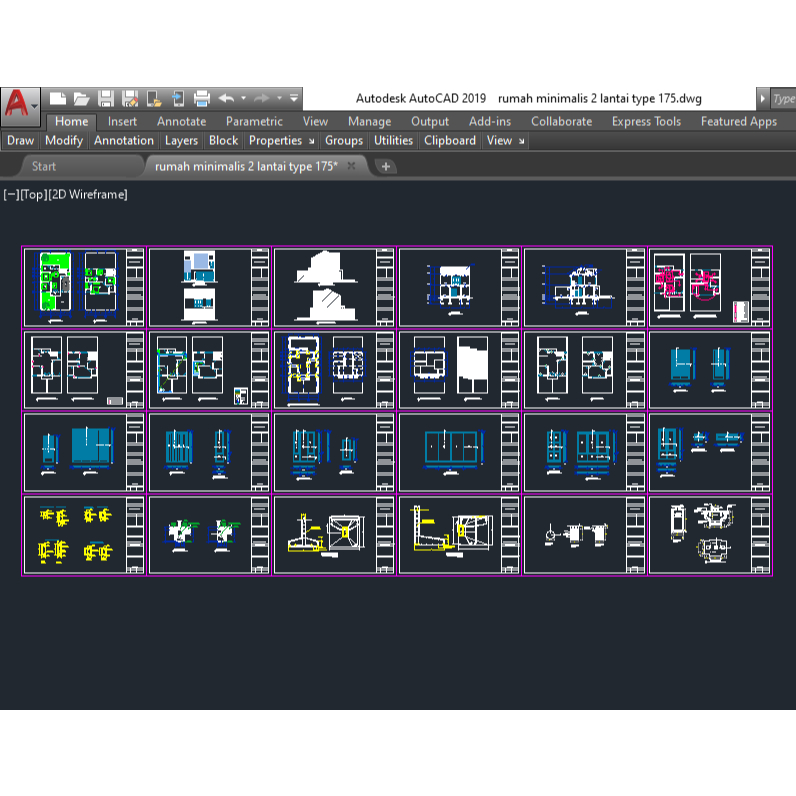 Gambar Rumah Minimalis 2 Lantai Type 175 format dwg