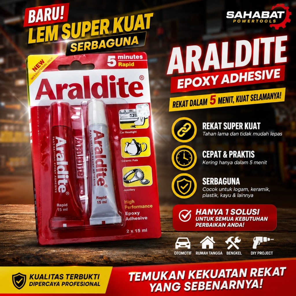 araldite merah lem besi lem epoxy 2 komponen 5menit rapid COD